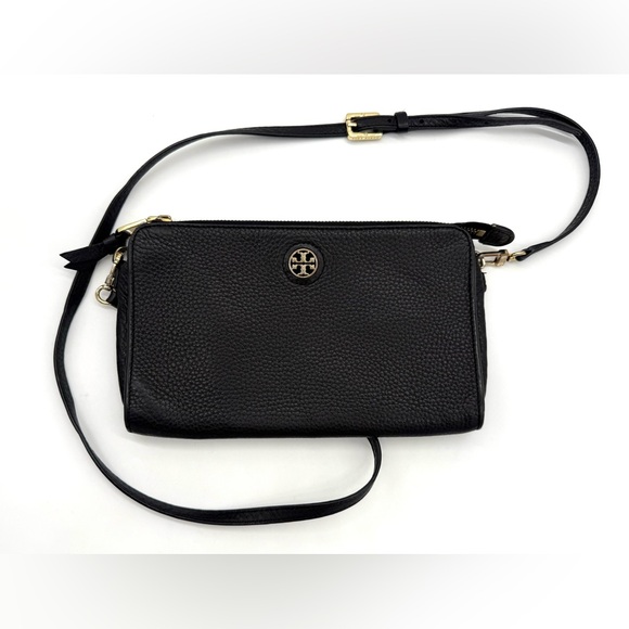 Tory Burch Handbags - GUC Tory Burch Pebbled Leather Wallet Crossbody Bag in Black